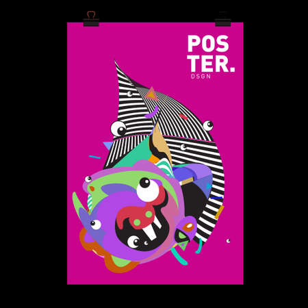 Abstract Colorful Cartoon Character Cover and Poster Design Templates. 3d Gradient Embryo Shape and Pattern Layout Design Template.のイラスト素材