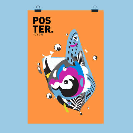 Abstract Colorful Cartoon Character Cover and Poster Design Templates. 3d Gradient Embryo Shape and Pattern Layout Design Template.のイラスト素材