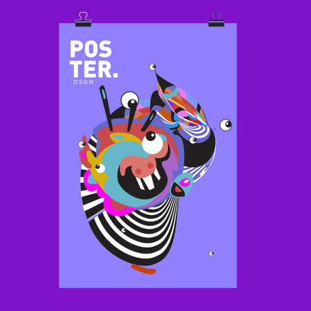 Abstract Colorful Cartoon Character Cover and Poster Design Templates. 3d Gradient Embryo Shape and Pattern Layout Design Template.のイラスト素材
