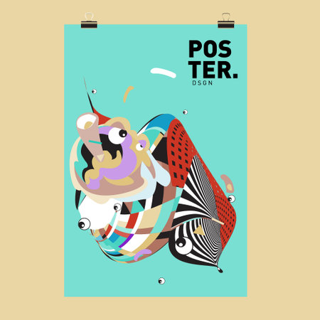 Abstract Colorful Cartoon Character Cover and Poster Design Templates. 3d Gradient Embryo Shape and Pattern Layout Design Template.のイラスト素材