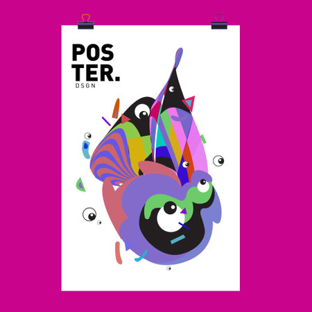 Abstract Colorful Cartoon Character Cover and Poster Design Templates. 3d Gradient Embryo Shape and Pattern Layout Design Template.のイラスト素材