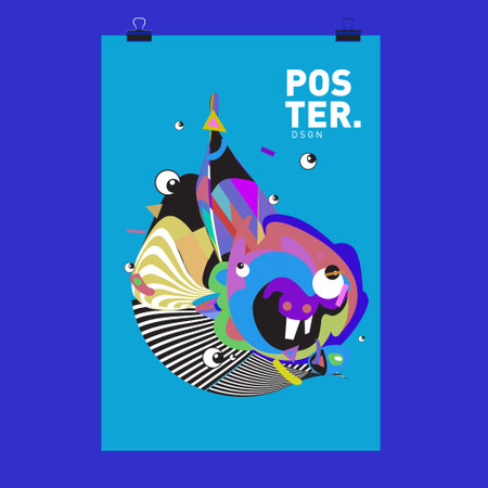 Abstract Colorful Cartoon Character Cover and Poster Design Templates. 3d Gradient Embryo Shape and Pattern Layout Design Template.のイラスト素材