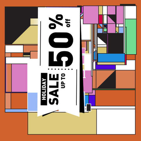 Summer sale colorful style banner and Poster. Fashion, music, and lifestyle event with discount poster. Vector holiday Abstract colorful illustration with special offer and promotion.のイラスト素材