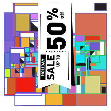 Summer sale colorful style banner and Poster. Fashion, music, and lifestyle event with discount poster. Vector holiday Abstract colorful illustration with special offer and promotion.のイラスト素材