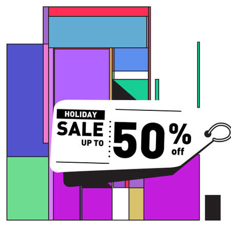 Summer sale colorful style banner and Poster. Fashion, music, and lifestyle event with discount poster. Vector holiday Abstract colorful illustration with special offer and promotion.のイラスト素材