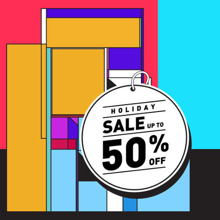 Summer sale colorful style banner and Poster. Fashion, music, and lifestyle event with discount poster. Vector holiday Abstract colorful illustration with special offer and promotion.のイラスト素材