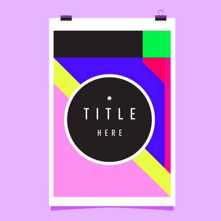 Abstract colorful geometric pattern background for poster design template. Blue, yellow, red, orange, pink and green.のイラスト素材