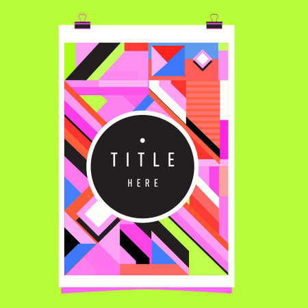 Abstract colorful geometric pattern background for poster design template. Blue, yellow, red, orange, pink and green.のイラスト素材