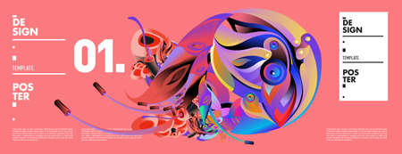 Vector Landing Page banner Background Template with Colorful Abstract liquid Illustration.のイラスト素材