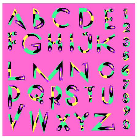 Vector design of abstract colorful font and alphabetのイラスト素材