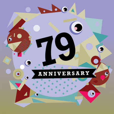 Anniversary greeting card with colorful number and frame.のイラスト素材
