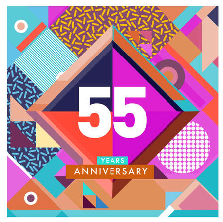 Greeting card anniversary with colorful number and frame.のイラスト素材