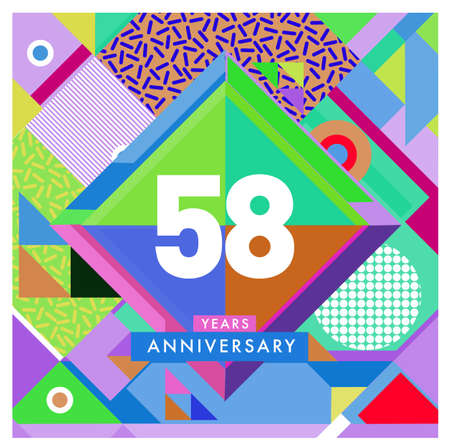 Greeting card anniversary with colorful number and frame.のイラスト素材