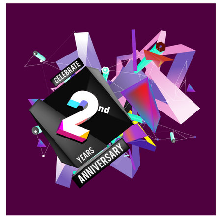 2nd Anniversary icon with colorful backgroundのイラスト素材