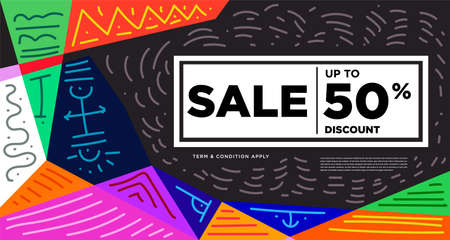 Colorful abstract geometric and fluid banner template for marketing promotion material. Giveaway,...