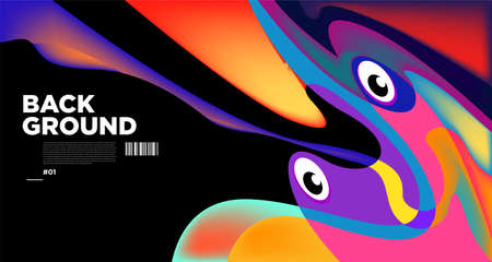 Abstract liquid shape. Fluid geometric design. Isolated gradient waves with geometric lines, dots, batik Indonesia pattern. Vector illustrations.のイラスト素材