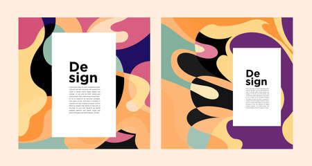 Vector colorful abstract geometric and curve for banner social media design template