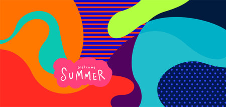 Colorful abstract curve and fluid background for summer bannersのイラスト素材