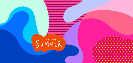 Colorful abstract curve and fluid background for summer banners
