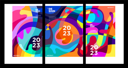 New year 2023 design template with fluid colorful abstract backgrounds