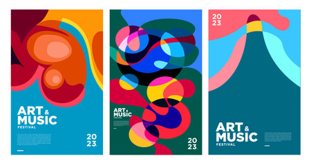 Summer Colorful Art and Music Festival Poster and Cover Template 2023のイラスト素材
