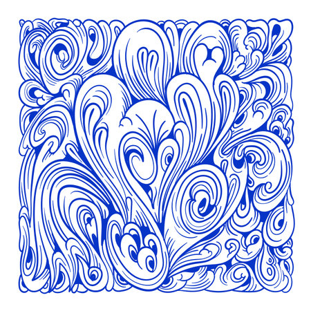 Vector hand drawn doodle pattern. Blue and white colors.のイラスト素材