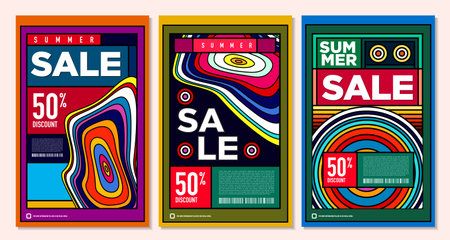 Sale poster design template. Colorful geometric background. Vector illustration.のイラスト素材