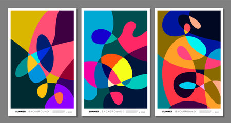 Set of vector abstract colorful backgrounds for poster, cover, brochure, flyer, book, advertisement.のイラスト素材