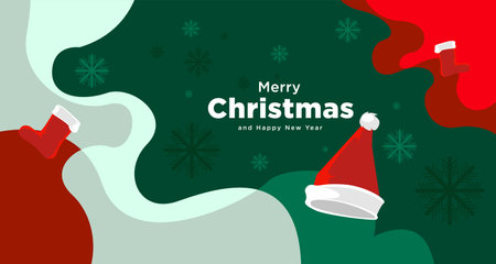 Merry Christmas and Happy New Year greeting card. Vector illustration.のイラスト素材