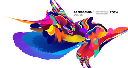 Vector colorful abstract background template with blended multiple geometric shapes. Illustration for music festival.のイラスト素材