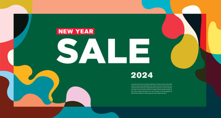New Year sale banner design template. Vector illustration for your design.のイラスト素材