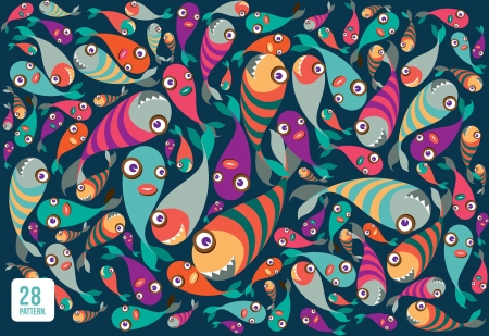 Beautiful collection of tropical fish pattern wallpaperのイラスト素材