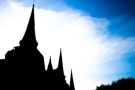 Temple silhouette Wat Phra Si Sanphet , Ayutthaya Thailandの写真素材