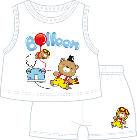 Illustration of a T-shirt with a Teddy Bear and toysのイラスト素材