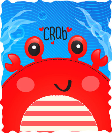 crab cute in ocean background.のイラスト素材