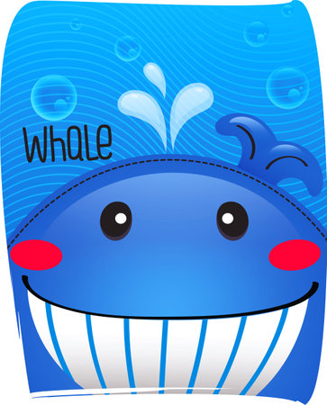 whale cute in ocean background.のイラスト素材