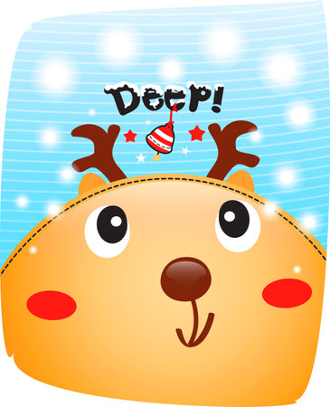 Deer cute in snow background.のイラスト素材