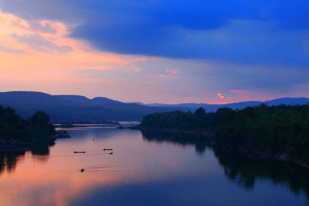 Moon River at sunset  Thailandの写真素材