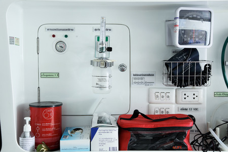 Equipment for ambulances. View from inside.の写真素材