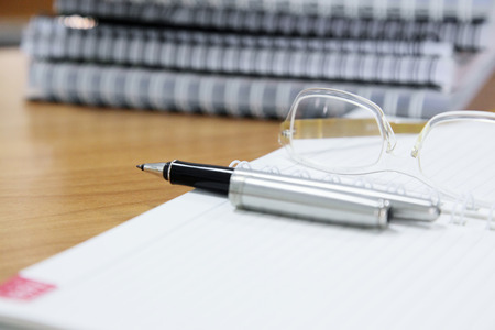 Pen on notebook organizer close-up 