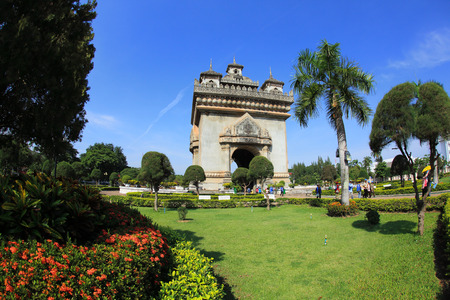 Patuxai literally meaning Victory Gate or Gate of Triumph, Laosのeditorial素材