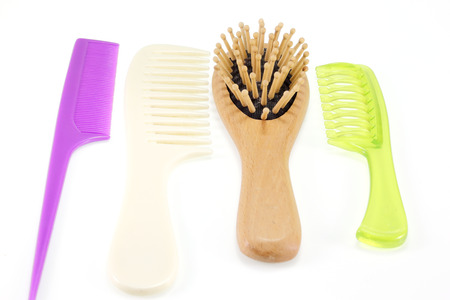 Hairbrushes on  White Background の写真素材