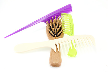 Hairbrushes on  White Background の写真素材