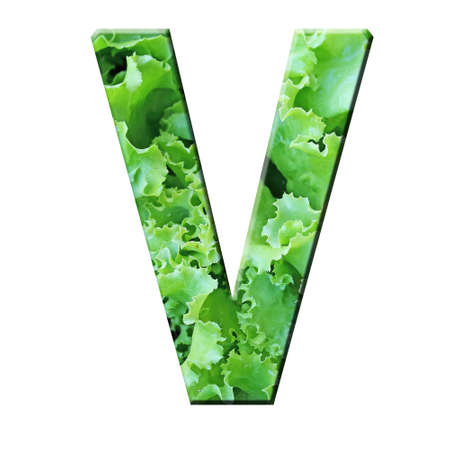 Alphabet in vegetables texture on white background の写真素材