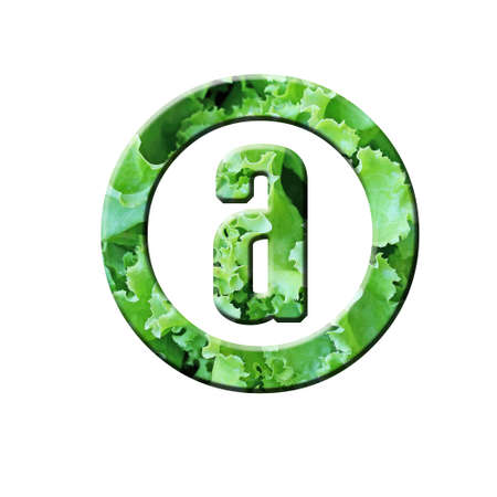 Alphabet in vegetables texture on white background の写真素材