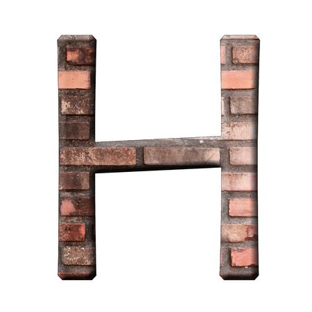 Alphabet in old red  brick texture on white backgroundの写真素材