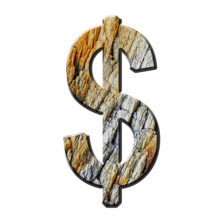 Alphabet in stone texture on white backgroundの写真素材