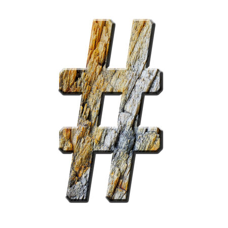 Alphabet in stone texture on white backgroundの写真素材