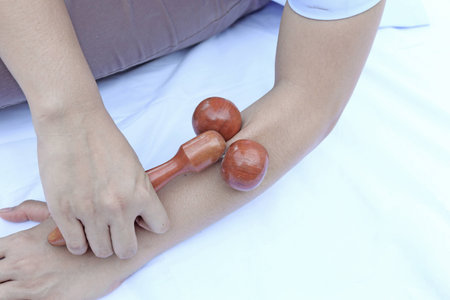 thai massage - wood for massage equipmentの写真素材