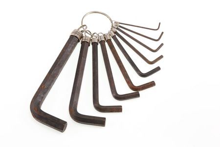 Old Hex keys set on white background